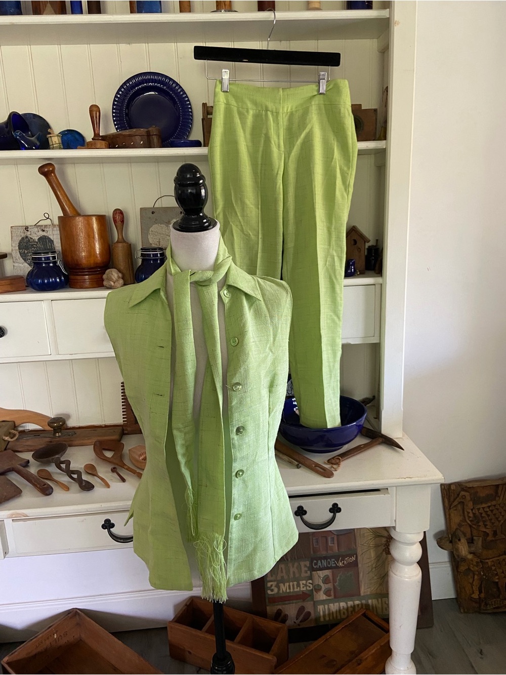 Rib & Rib Lime Green Women's Tailored Pants Suit